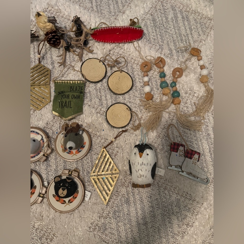Boho neutral bundle of Christmas tree ornaments - Picture 3 of 14